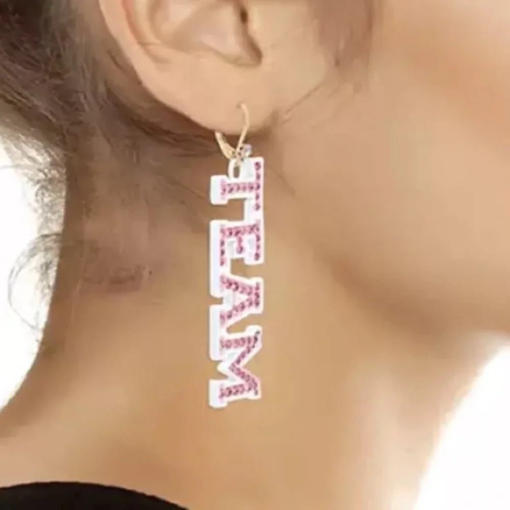 BETSEY JOHNSON Football Series Go Team Mismatched Pavé Crystal Earrings NEW NWT - Picture 4 of 6